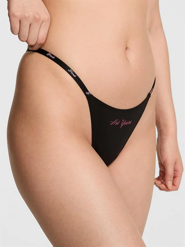 Pink Logo Detayli Pamuklu Scoop Tanga