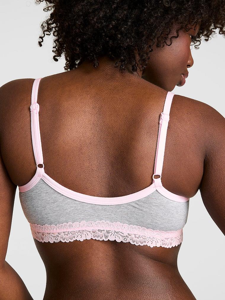 Pink Pamuklu Dantelli Yuvarlak Yakali Bralet arka görünüm