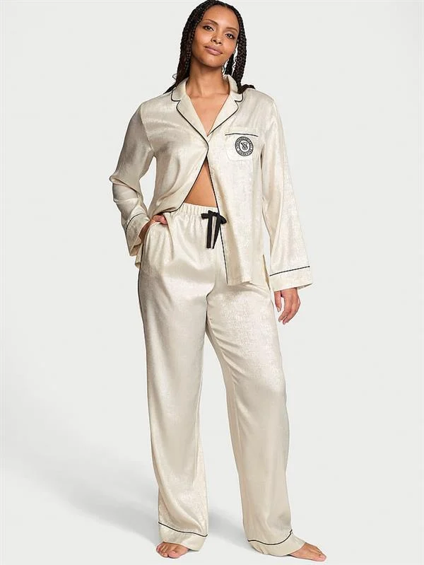 Glazed Saten Uzun Pijama Takimi