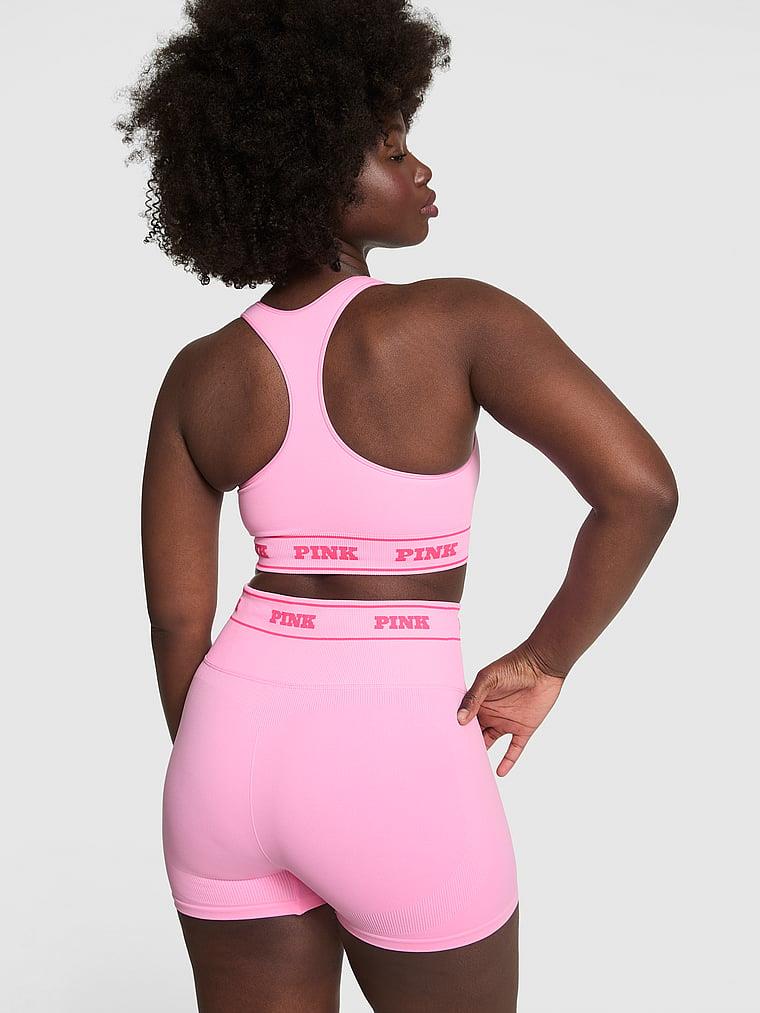 Pink Seamless Logolu Biker Tayt arka görünümü