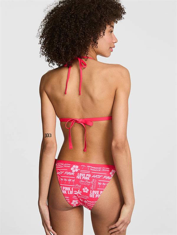 Pink Yandan Baglamali Cheeky Bikini Alti ön görünüm