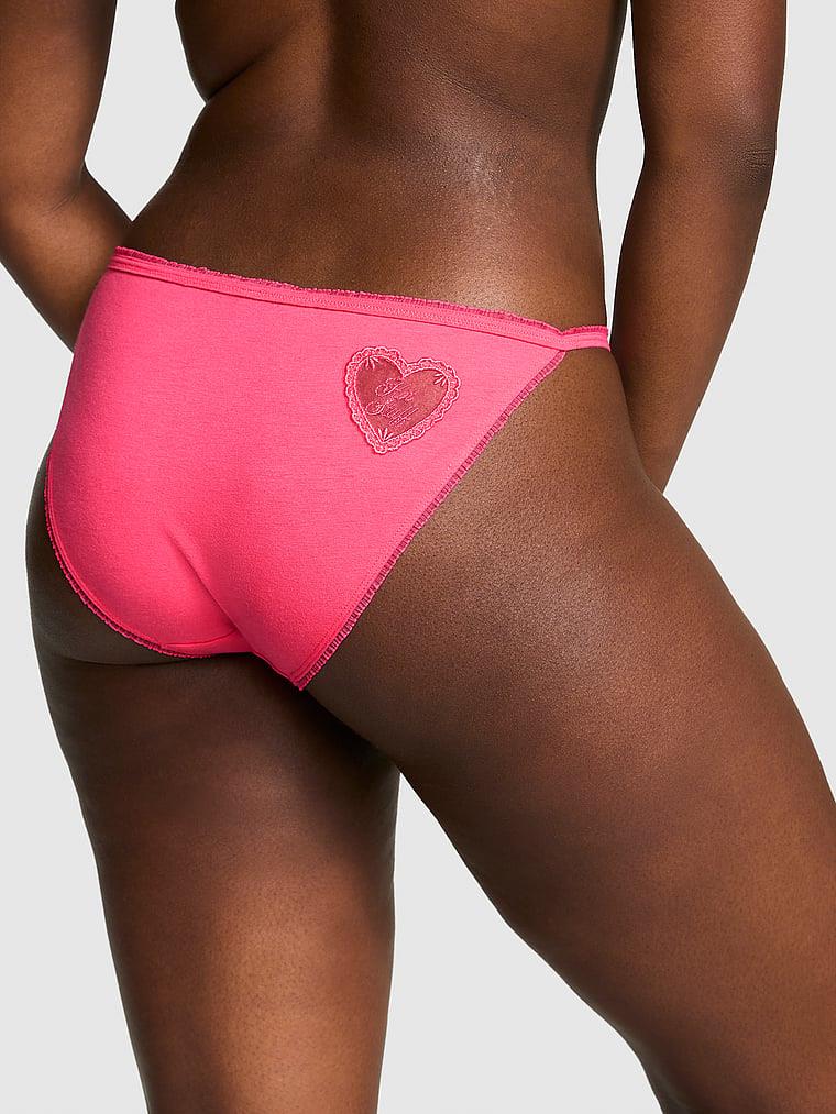 Pink Pamuklu String Bikini Kulot arka görünüm
