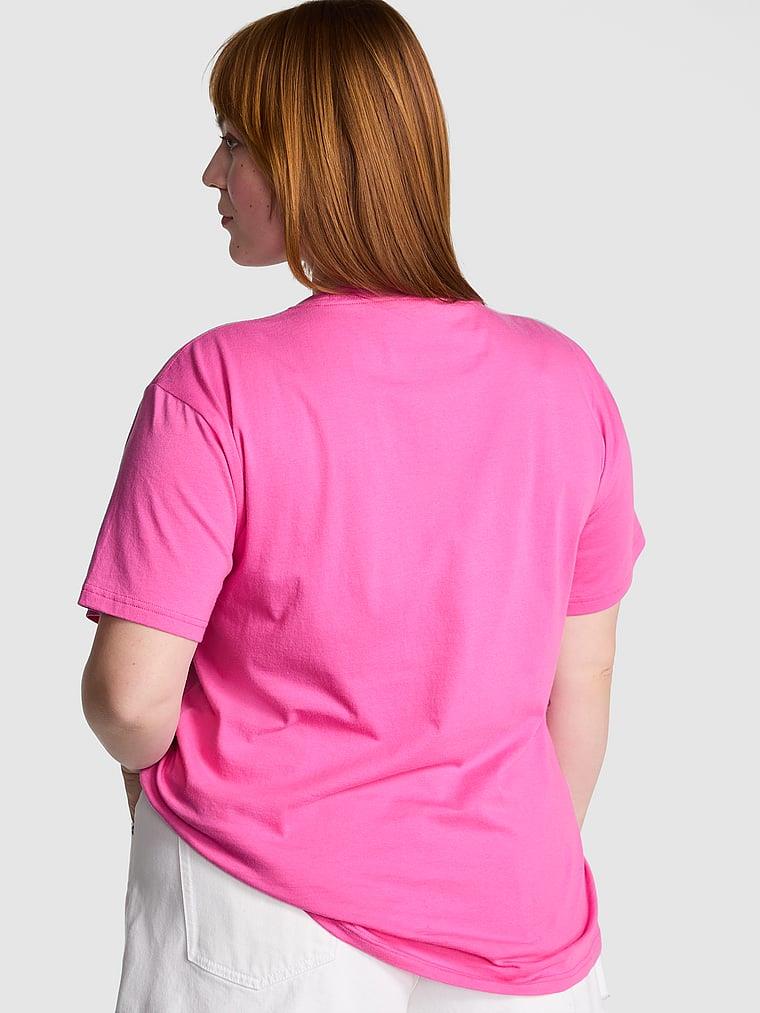 Pink Oversize Kısa Kollu Kampus Tisort arka görünümü