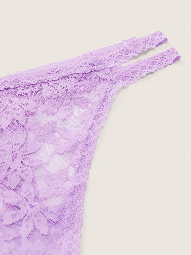 Pink Dantel Seritli Tanga Kulot arka görünümü