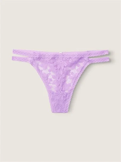 Pink Dantel Seritli Tanga Kulot