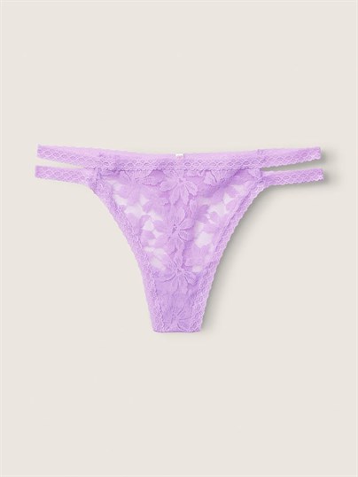 Pink Dantel Seritli Tanga Kulot