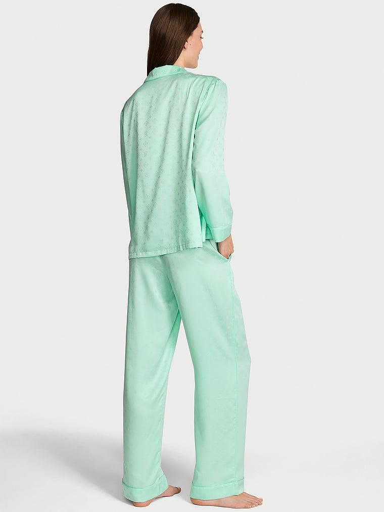 Parlak Saten Uzun Pijama Takimi arka görünümü