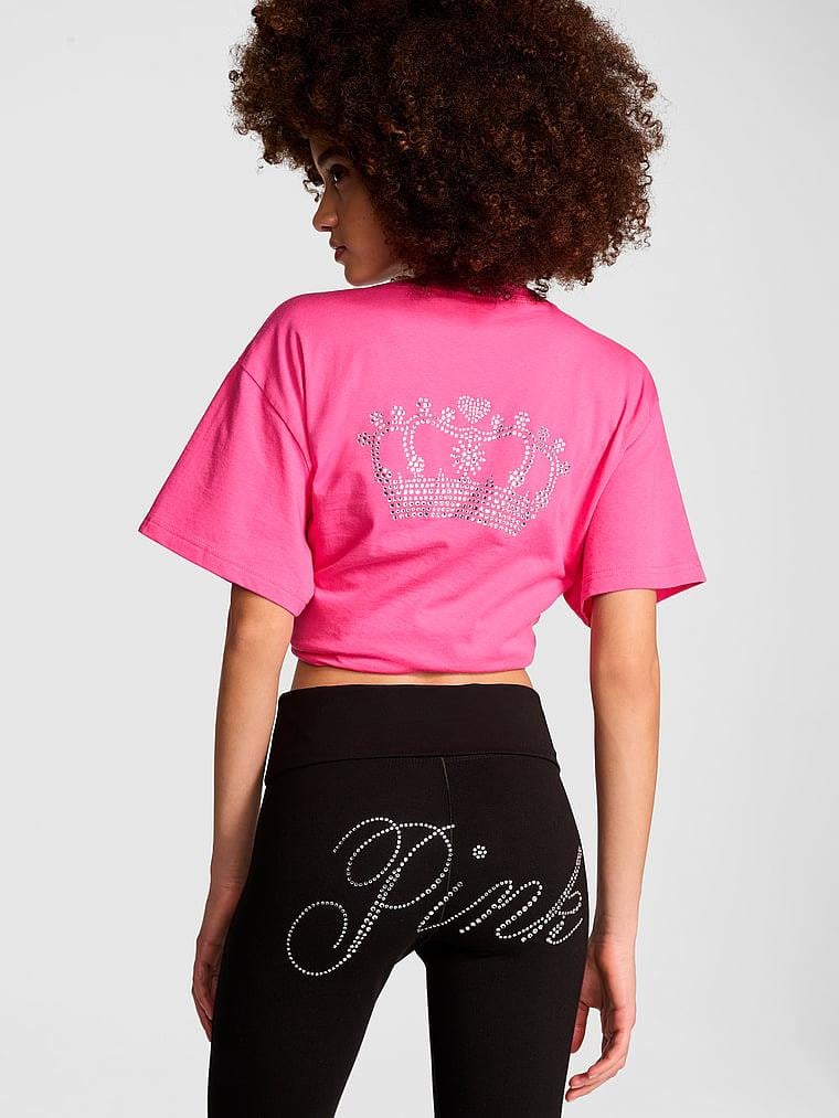 Pink Oversize Kısa Kollu Kampus Tisort arka görünüm