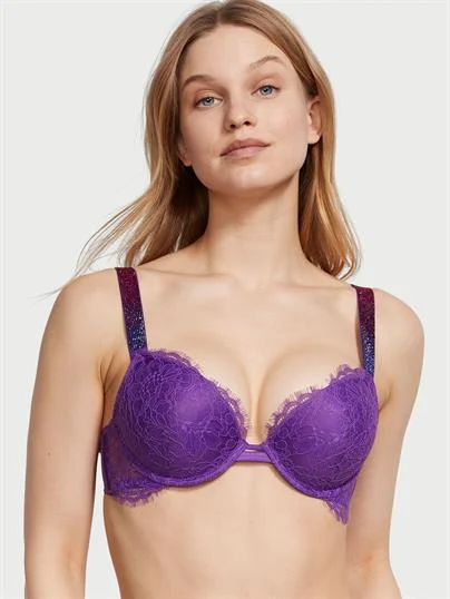 Dantelli Işıltılı Askili Push Up Sütyen