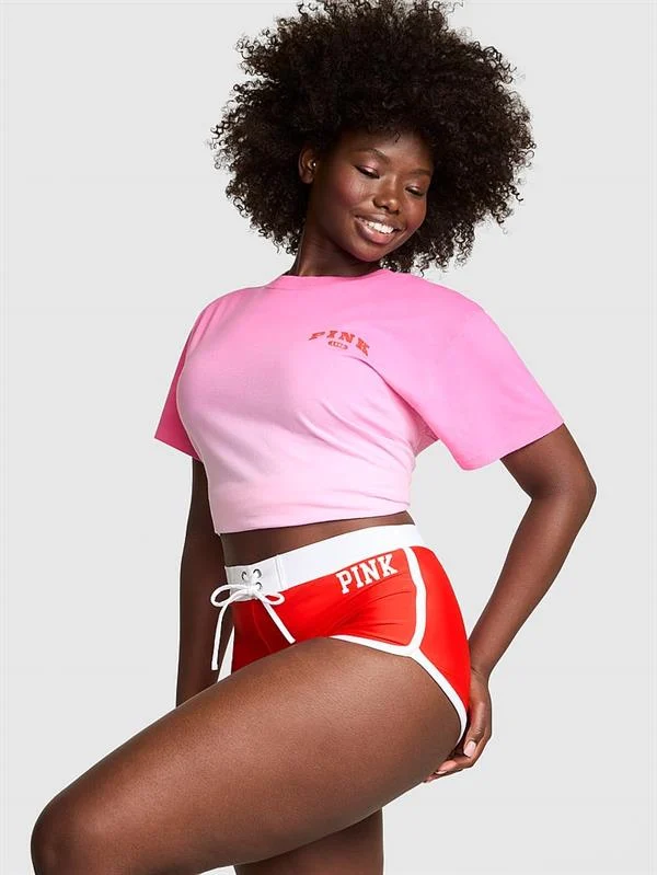 Pink Oversize Kısa Kollu Kampus Tisort