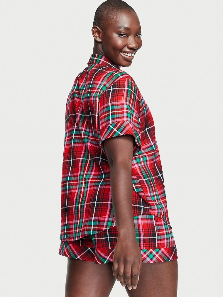 Flannel Kısa Pijama Takimi arka görünüm
