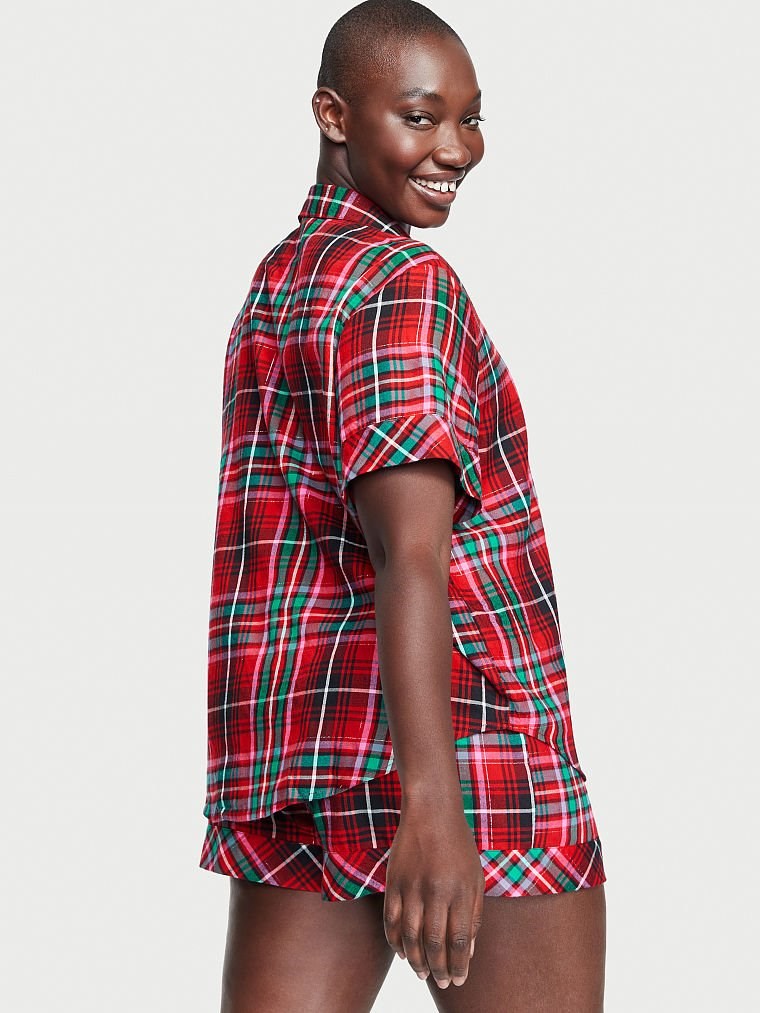 Flannel Kısa Pijama Takimi arka görünümü