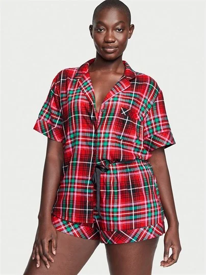 Flannel Kısa Pijama Takimi