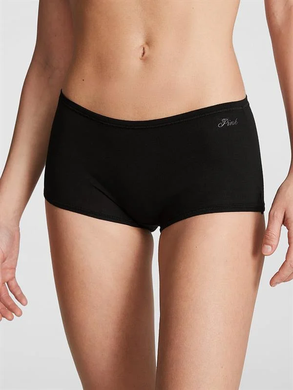 Pink Logolu Pamuklu Boyshort Kulot