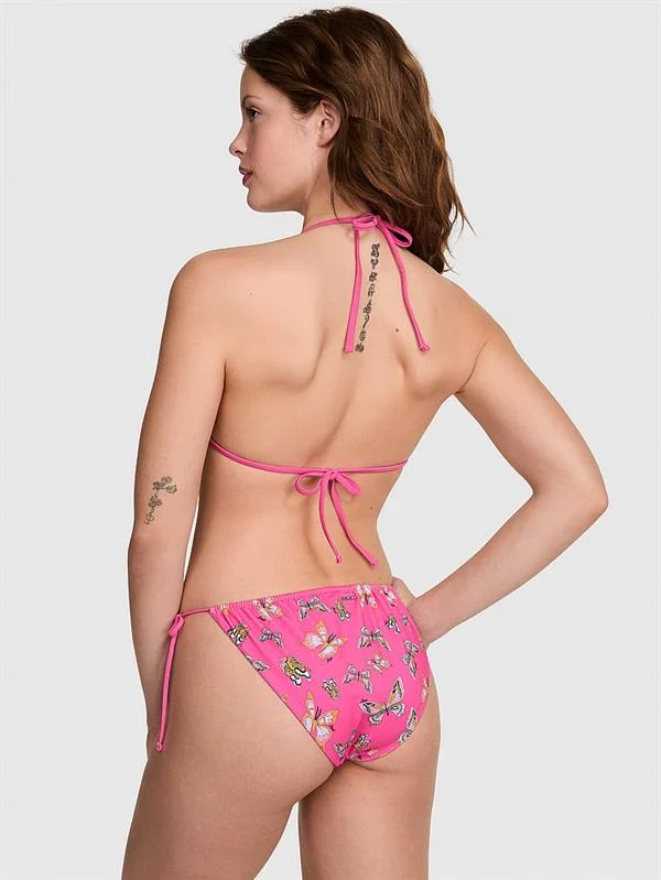 Pink Yandan Baglamali Cheeky Bikini Alti ön görünüm