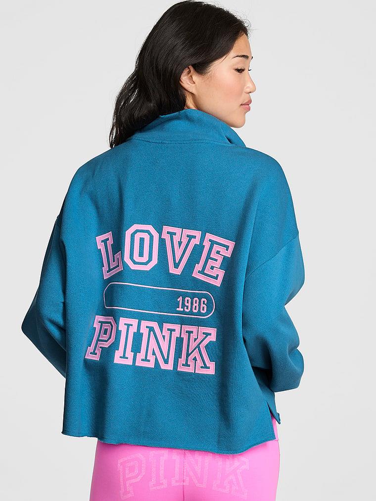 Pink Kampus Fermuarli Balikci Yaka Sweatshirt arka görünümü
