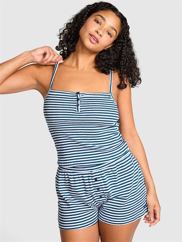 Pink Pointelle Henley Cami