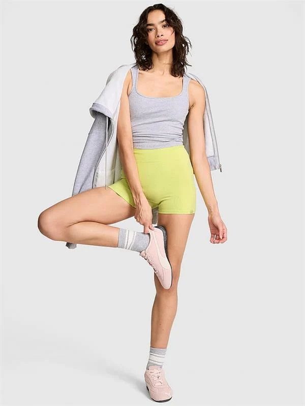 Pink Yumuşak Seamless Biker Tayt ön görünüm