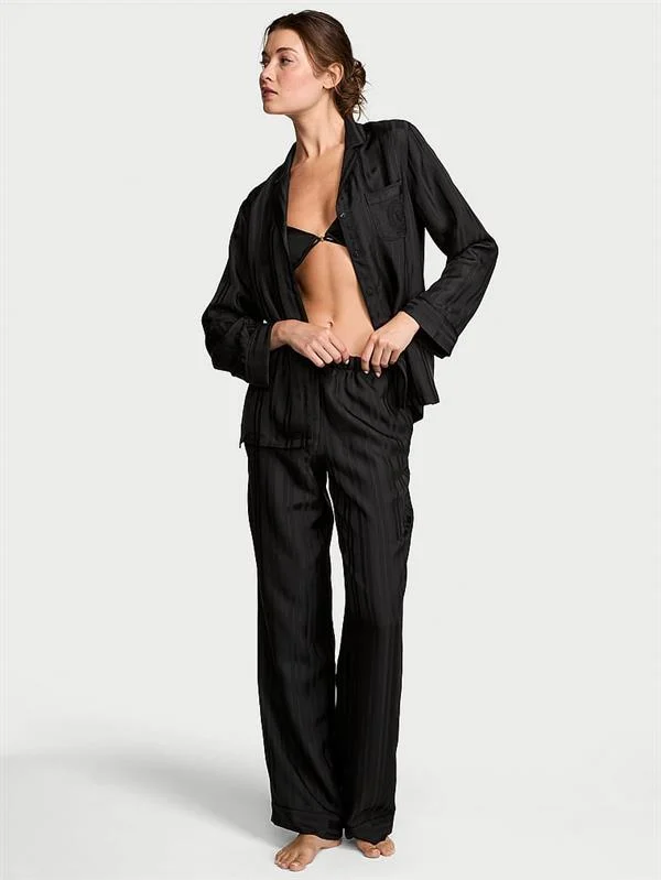Glazed Saten Uzun Pijama Takimi