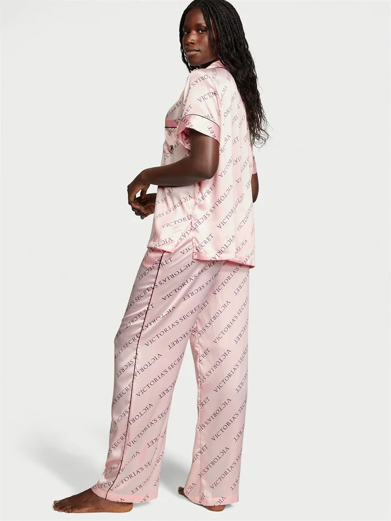 Saten Kısa Kollu Pijama Takimi arka görünüm