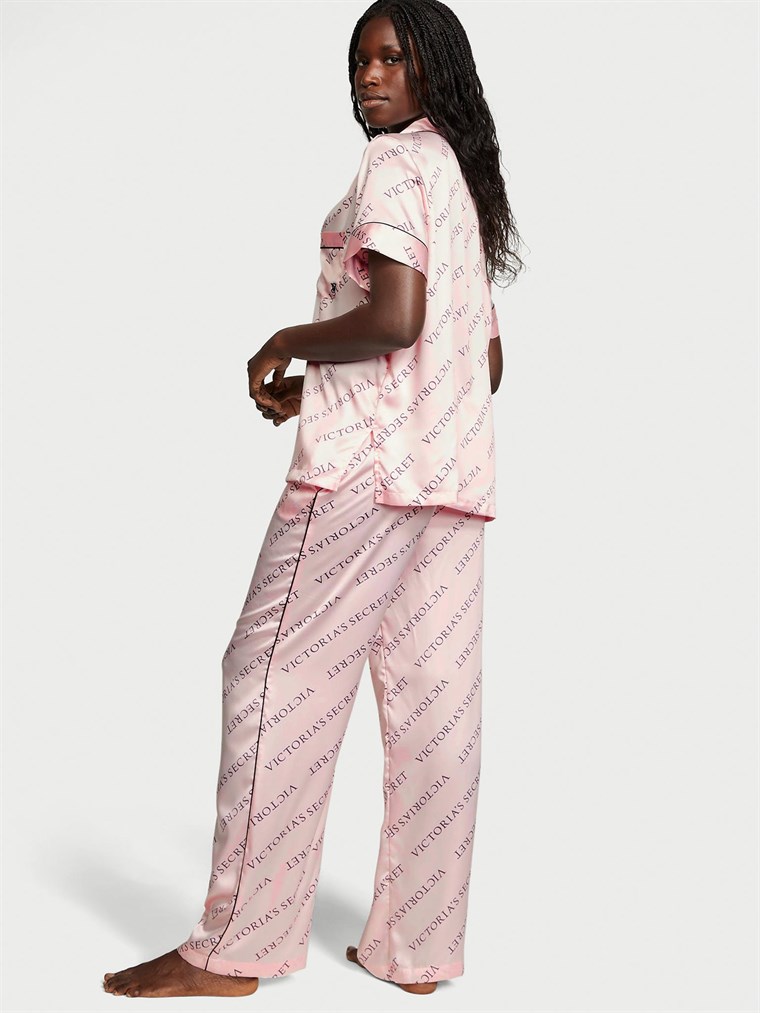 Saten Kısa Kollu Pijama Takimi arka görünümü