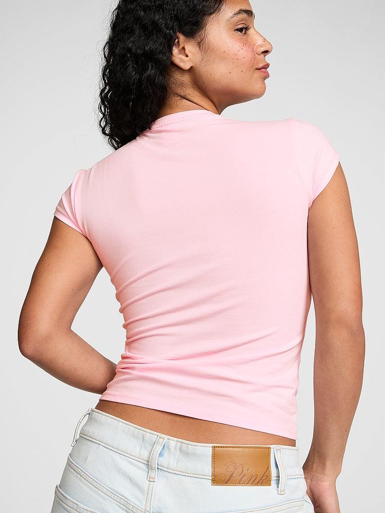 Pink Pamuklu Bebe Yaka Tisort arka görünümü
