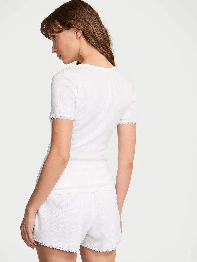 Pointelle Modal Henley Tisort Ve Boxer Sort Takimi arka görünüm