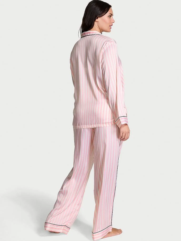 Glazed Saten Uzun Pijama Takimi arka görünüm