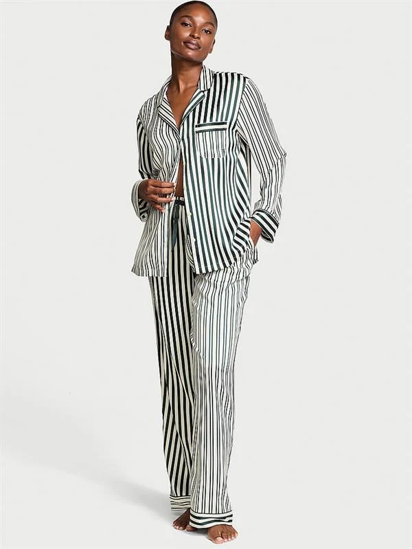 Glazed Saten Uzun Pijama Takimi