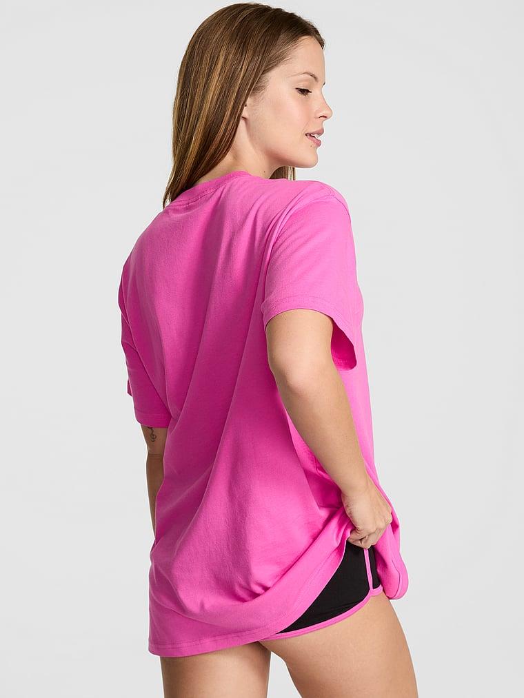 Pink Oversize Kısa Kollu Kampus Tisort arka görünümü