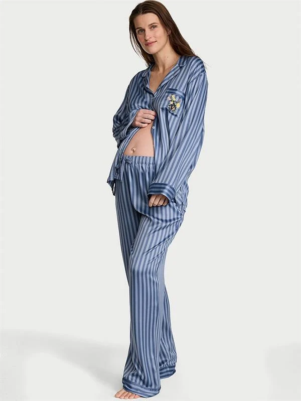 Victorias Secret Fashion Show 24 Parlak Saten Uzun Pijama Takimi ön görünüm