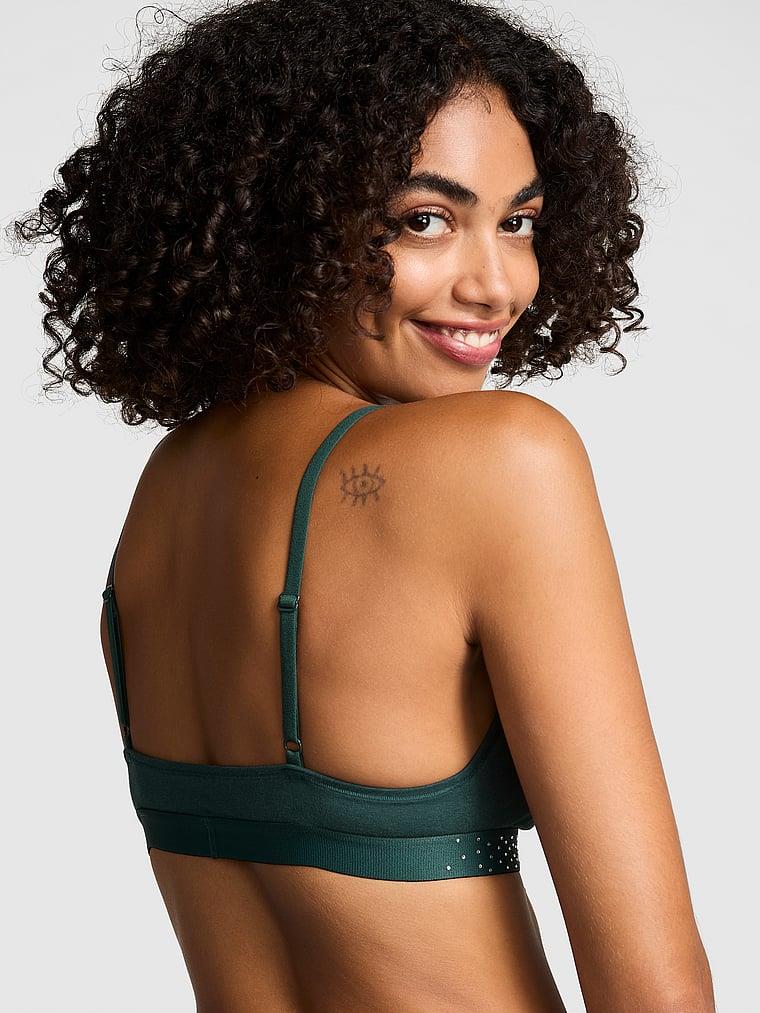 Pink Pamuklu Işıltılı Ucgen Bralet arka görünüm