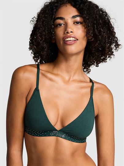 Pink Pamuklu Işıltılı Ucgen Bralet ön görünüm