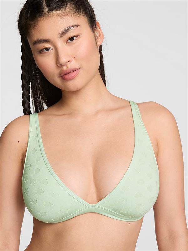 Pink Pamuklu Dekolteli Bralet ön görünüm