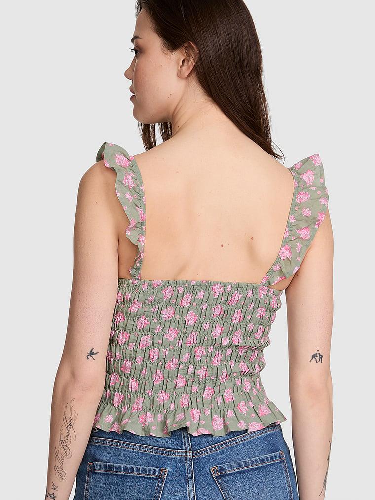 Pink Fırfırlı Buzgu Detayli Askili Bluz arka görünüm