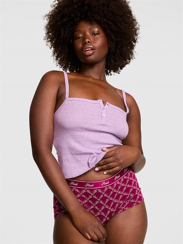 Pink Pointelle Henley Atlet