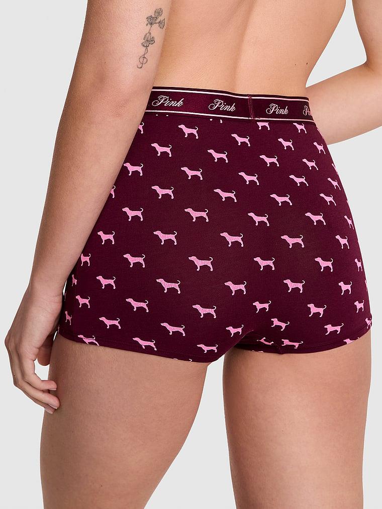 Pink Logolu Pamuklu Yüksek Bel Boyshort Kulot arka görünümü