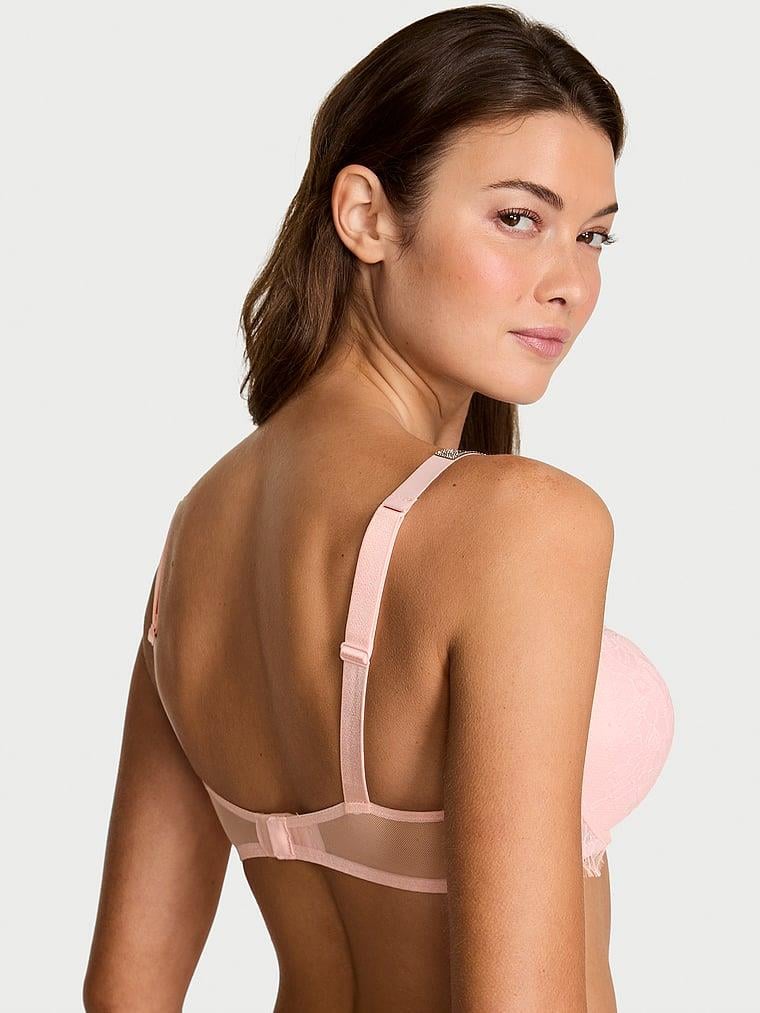 Bombshell Iki Beden Buyuk Gosteren Işıltılı Askili Dantelli Push Up Sütyen arka görünüm