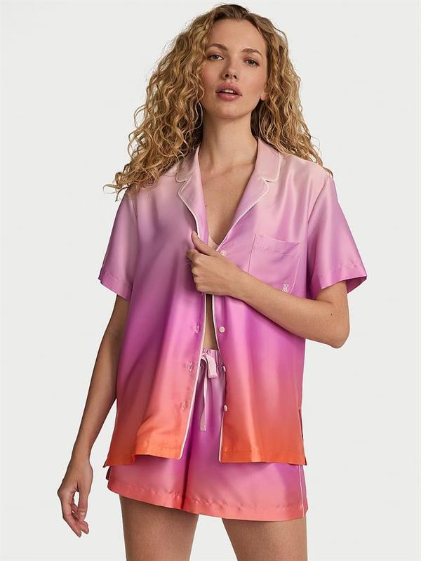 Glazed Saten Ombr%C3%A9 Kısa Pijama Takimi