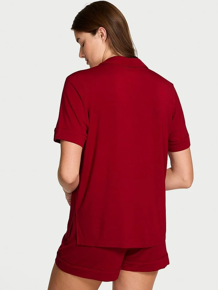 Modal Yumuşak Fiyonklu Kısa Pijama Takimi arka görünüm