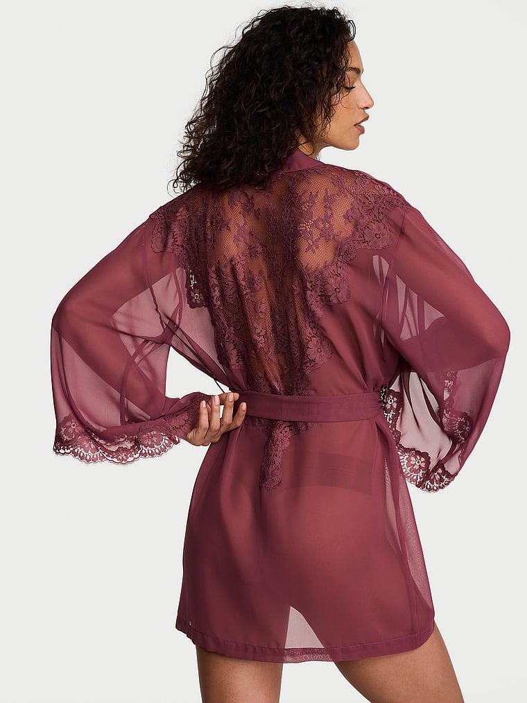 Sifon Ve Dantelli Kısa Sabahlık arka görünüm