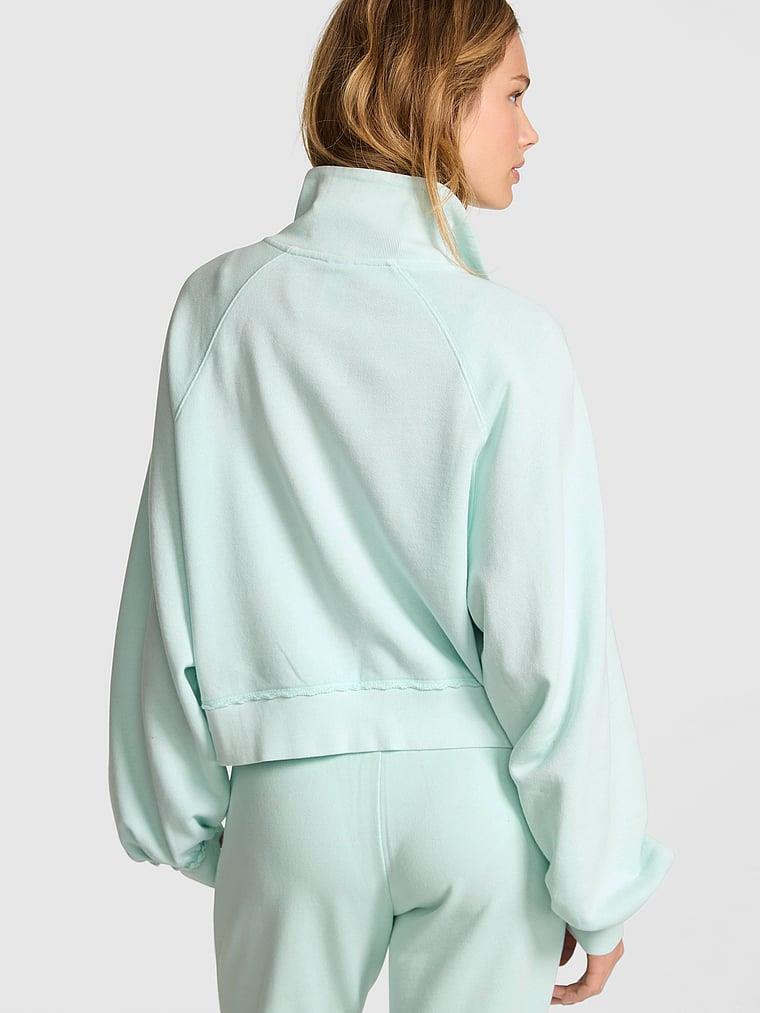 Pink Kampus Dik Yaka Fermuarli Sweatshirt arka görünümü