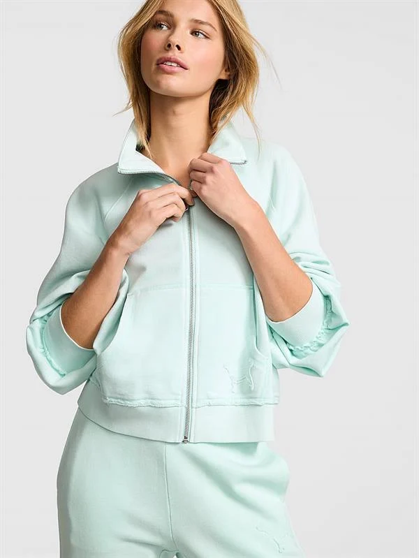 Pink Kampus Dik Yaka Fermuarli Sweatshirt