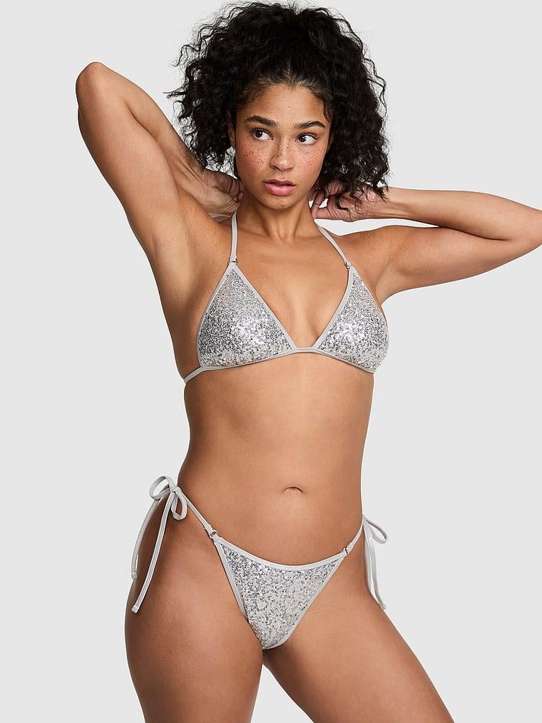 Pink Işıltılı Cheeky Bikini Alti arka görünümü