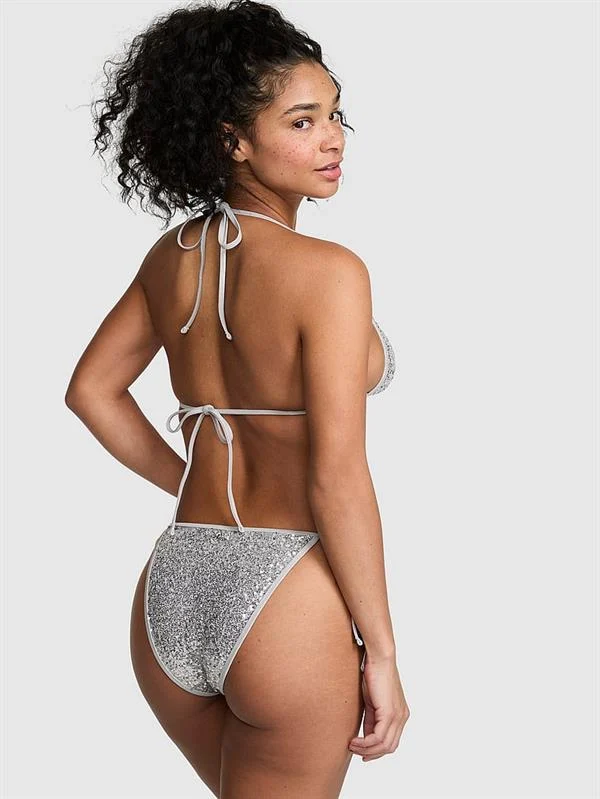 Pink Işıltılı Cheeky Bikini Alti