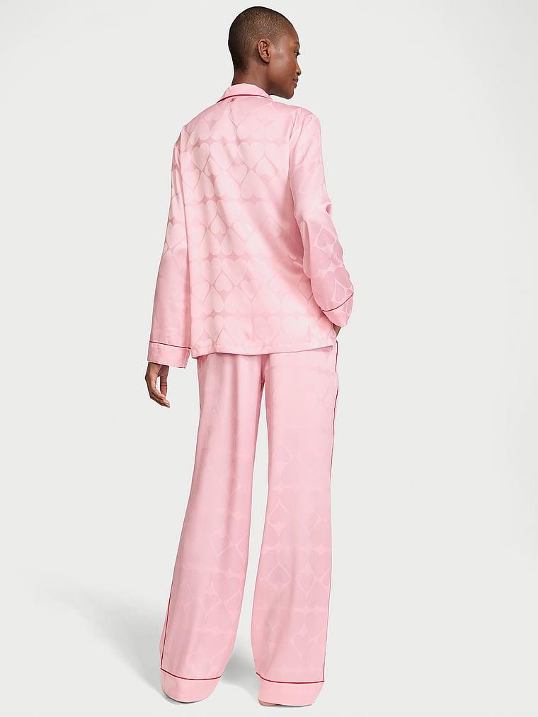 Glazed Saten Kalpli Uzun Pijama Takimi arka görünümü