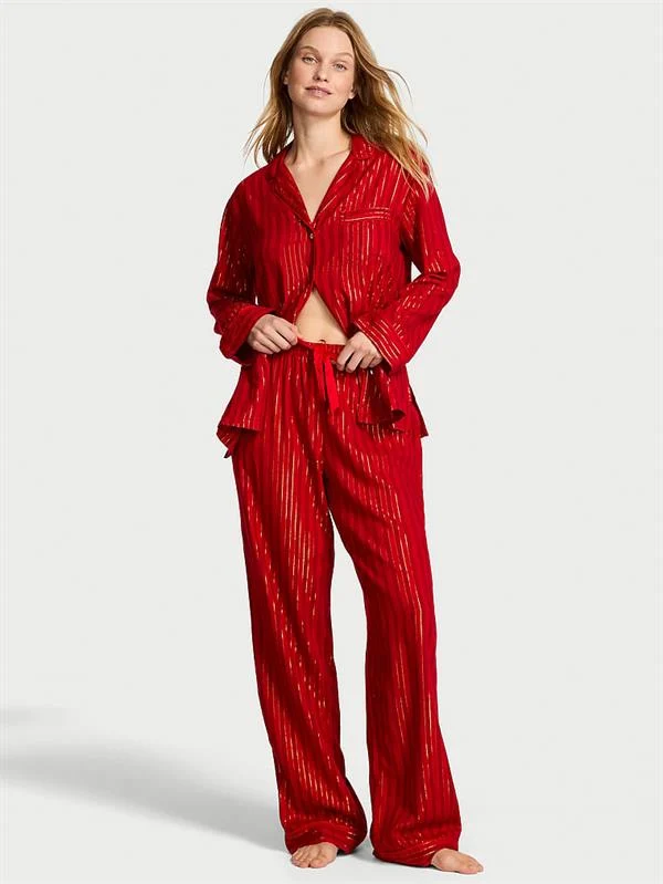 Flannel Uzun Pijama Takimi ön görünüm