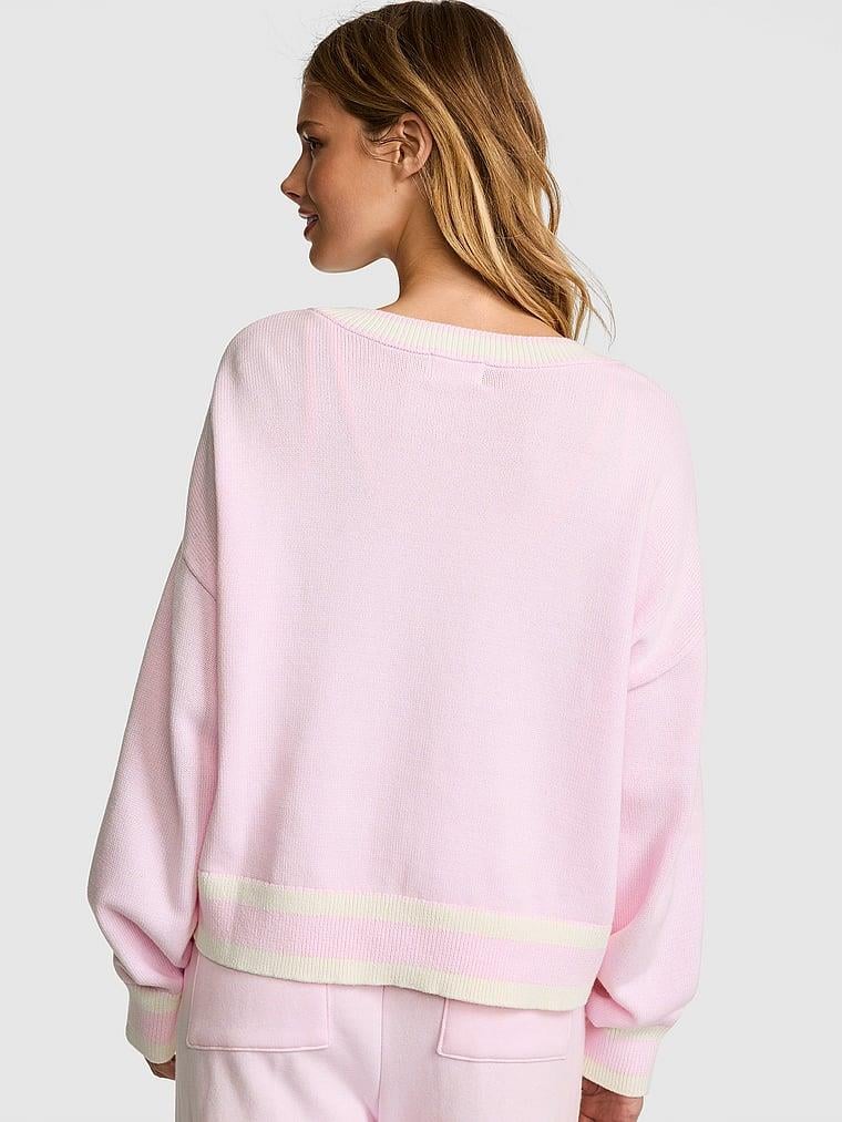 Pink Oversize Bisiklet Yaka Kazak arka görünüm