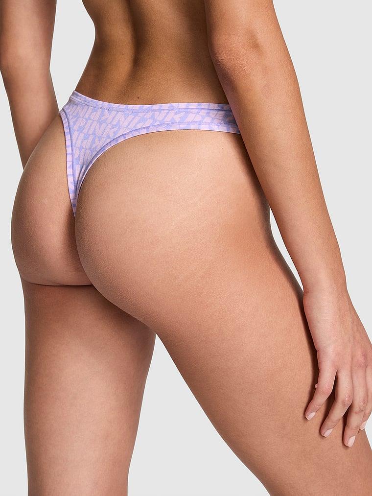 Pink Pamuklu Derin Bacak Kesim Tanga arka görünüm