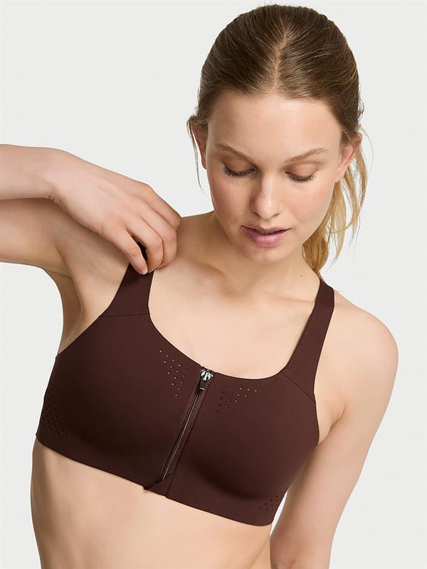 Yeni Stil! Featherweight Önden Fermuarli Maksimum Sporcu Sütyeni ön görünüm